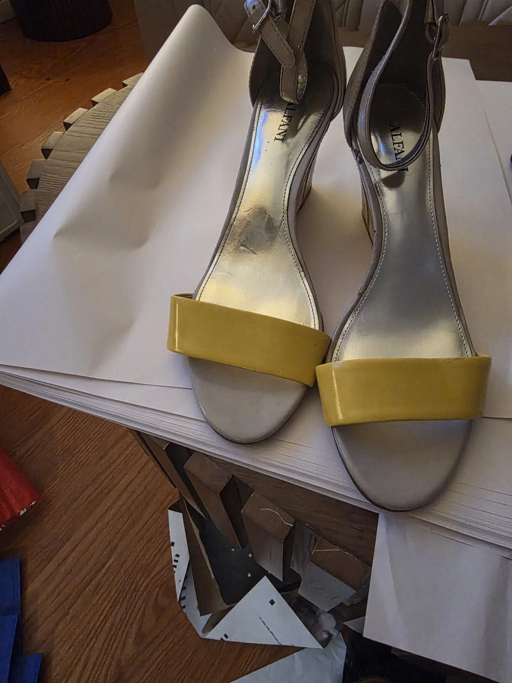 Alfani Yellow Strap Open-Toe Ankle-Heel Sandals